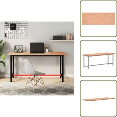 The Living Store Tablero de escritorio madera maciza de haya 150x55x2,5 cm - Mesa de madera