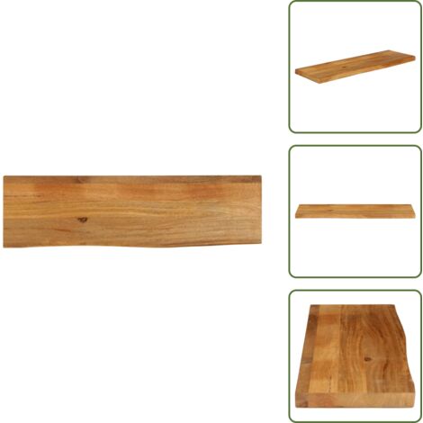 The Living Store Tablero de mesa borde natural madera maciza mango 100x40x2,5 cm - Madera de mango