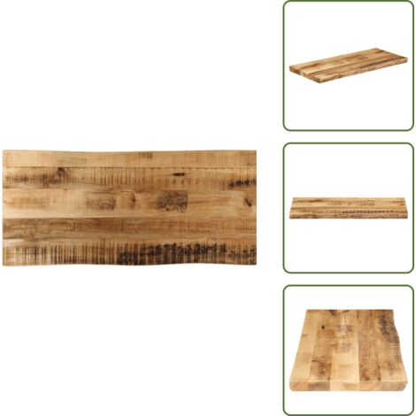 The Living Store Tablero de mesa borde natural madera maciza mango 100x40x2,5 cm - Madera de mango