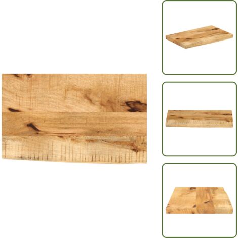 The Living Store Tablero de mesa borde natural madera maciza mango 40x20x2,5 cm - Madera de mango