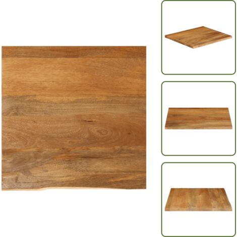 The Living Store Tablero de mesa borde natural madera maciza mango 40x40x2,5 cm - Madera de mango