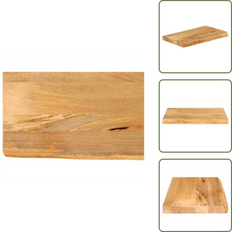 The Living Store Tablero de mesa borde natural madera maciza mango 50x20x3,8 cm - Madera de mango