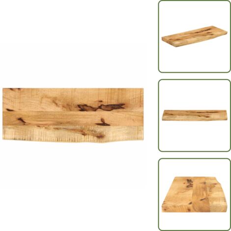 The Living Store Tablero de mesa borde natural madera maciza mango 70x40x2,5 cm - Madera de mango