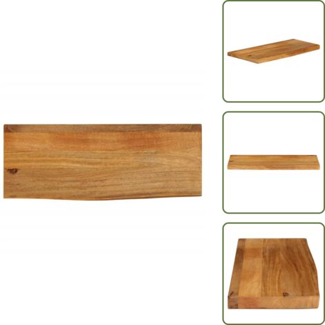 The Living Store Tablero de mesa borde natural madera maciza mango 70x40x3,8 cm - Madera de mango