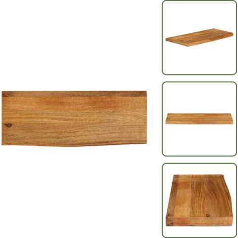 The Living Store Tablero de mesa borde natural madera maciza mango 80x40x2,5 cm - Madera de mango