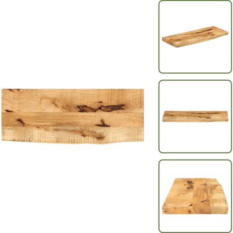 The Living Store Tablero de mesa borde natural madera maciza mango 90x20x3,8 cm - Madera de mango