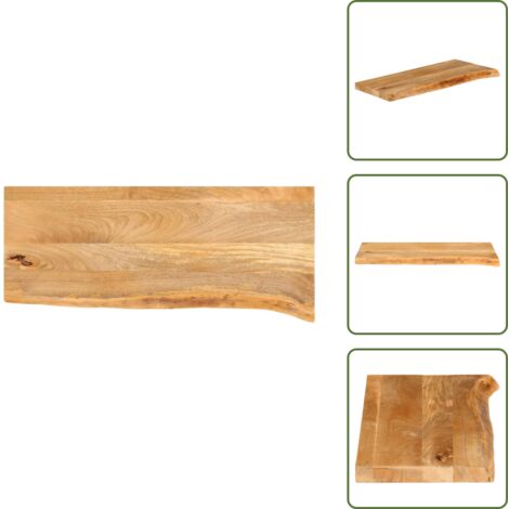 The Living Store Tablero de mesa borde natural madera maciza mango 90x40x3,8 cm - Madera de mango