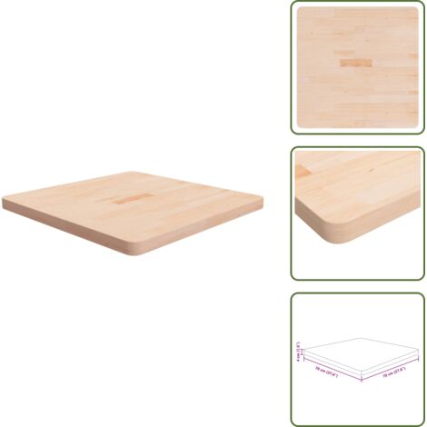 The Living Store Tablero de mesa cuadrada madera de roble sin tratar 70x70x4 cm - Mesa cuadrada
