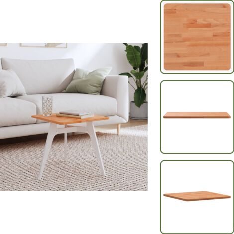The Living Store Tablero de mesa cuadrado de madera maciza de haya 40x40x1,5 cm - Mesa de madera