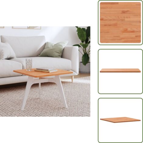 The Living Store Tablero de mesa cuadrado de madera maciza de haya 50x50x1,5 cm - Mesa de madera