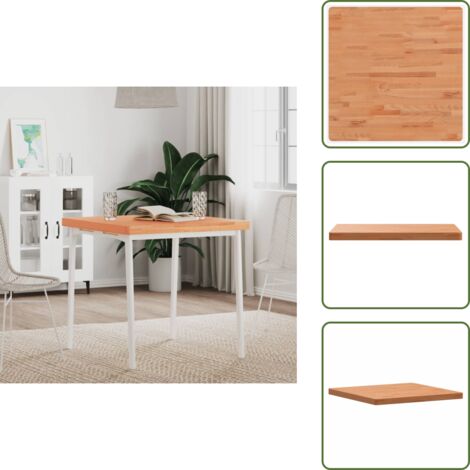 The Living Store Tablero de mesa cuadrado de madera maciza de haya 70x70x4 cm - Madera maciza