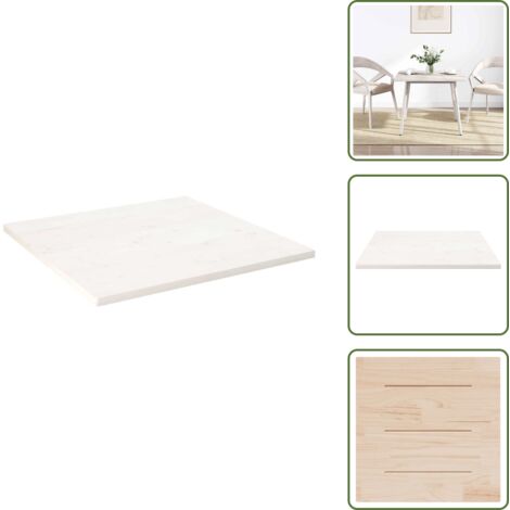 The Living Store Tablero de mesa cuadrado madera maciza pino blanco 80x80x2,5 cm - Mesa de centro