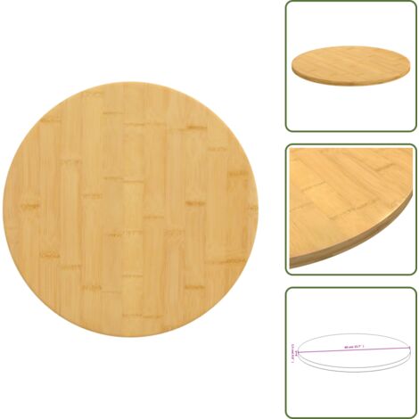 The Living Store Tablero de mesa de bambú Ø40x1,5 cm - Mesa de centro