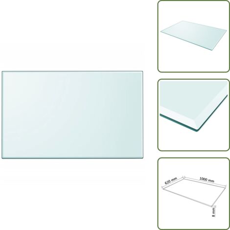 The Living Store Tablero de mesa de cristal templado cuadrado 1000x620 mm - Mesa de comedor