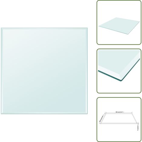 The Living Store Tablero de mesa de cristal templado cuadrado 800x800 mm - Mesa de comedor