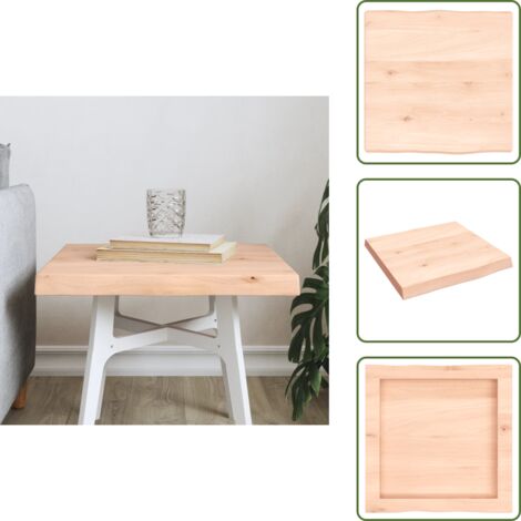 The Living Store Tablero de mesa madera maciza borde natural 40x40x(2-4) cm - Madera maciza