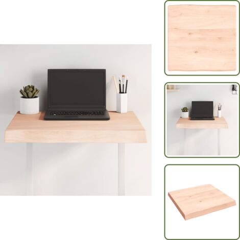 The Living Store Tablero de mesa madera maciza borde natural 60x60x(2-6) cm - Madera maciza