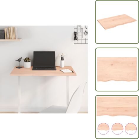 The Living Store Tablero de mesa madera maciza de roble sin tratar 80x50x2 cm - Tabla de madera