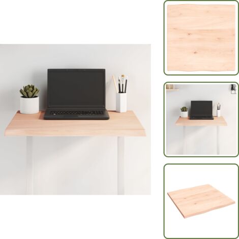 The Living Store Tablero de mesa madera maciza roble borde natural 60x60x2 cm - Mesa de madera