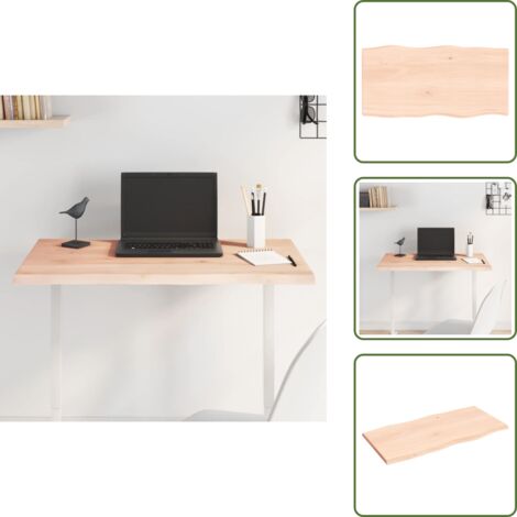 The Living Store Tablero de mesa madera maciza roble borde natural 80x40x2 cm - Madera maciza