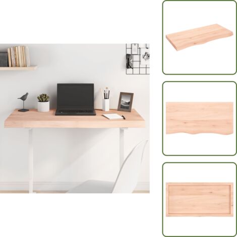 The Living Store Tablero de mesa madera maciza roble sin tratar 100x50x(2-6) cm - Tabla de madera