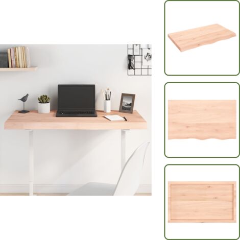 The Living Store Tablero de mesa madera maciza roble sin tratar 100x60x(2-6) cm - Tabla de madera