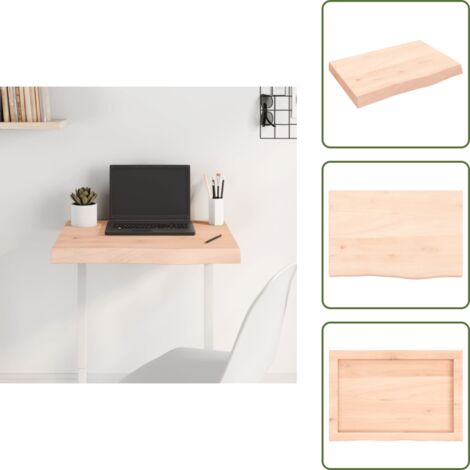 The Living Store Tablero de mesa madera maciza roble sin tratar 60x40x(2-6) cm - Tabla de madera