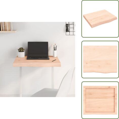 The Living Store Tablero de mesa madera maciza roble sin tratar 60x50x(2-6) cm - Superficie de mesa