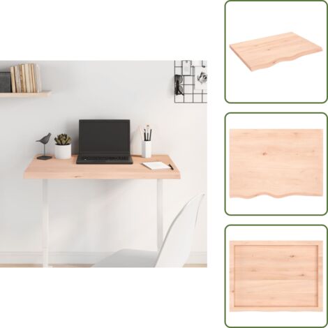 The Living Store Tablero de mesa madera maciza roble sin tratar 80x60x(2-4) cm - Tabla de madera