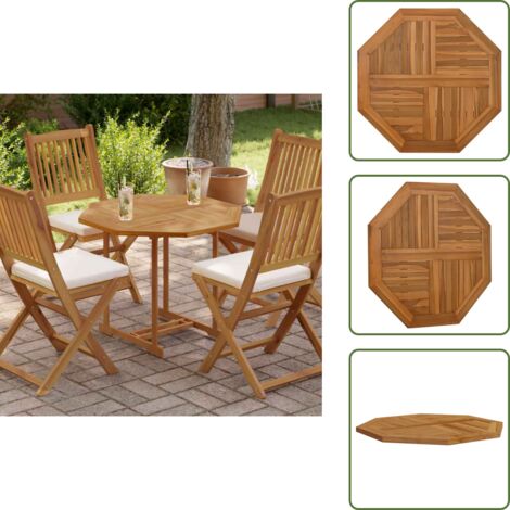 The Living Store Tablero de mesa octogonal de madera maciza de teca 80x80x2,5 cm - Mesa de madera