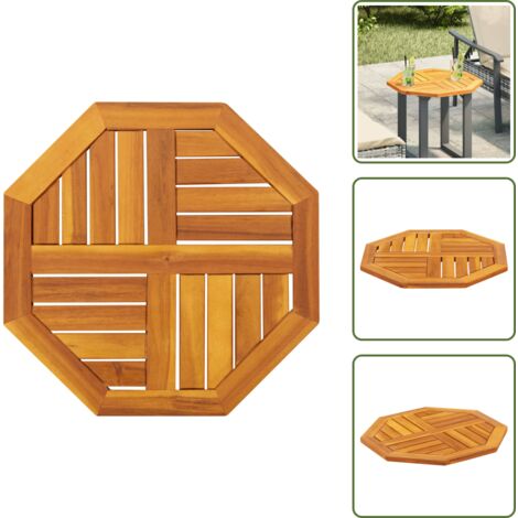 The Living Store Tablero de mesa octogonal madera maciza de acacia 50x50x2 cm - Mesa octagonal