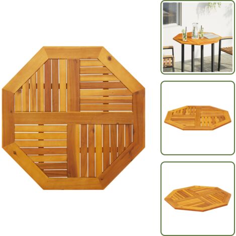 The Living Store Tablero de mesa octogonal madera maciza de acacia 80x80x2,2 cm - Mesa de madera