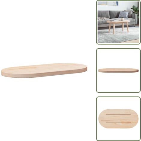 The Living Store Tablero de mesa ovalado de madera maciza de pino 60x30x2,5 cm - Mesa ovalada