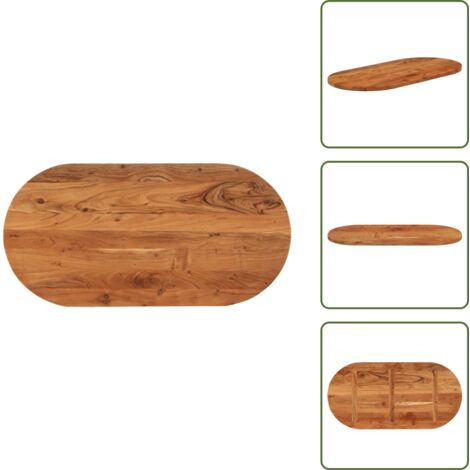 The Living Store Tablero de mesa ovalado madera maciza de acacia 120x60x3,8 cm - Mesa ovalada