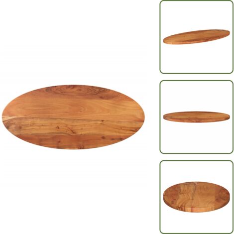 The Living Store Tablero de mesa ovalado madera maciza de acacia 80x40x2,5 cm - Mesa ovalada