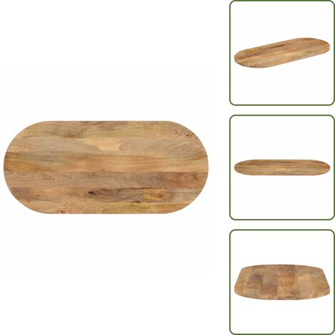 The Living Store Tablero de mesa ovalado madera maciza de mango 120x60x2,5 cm - Madera de mango