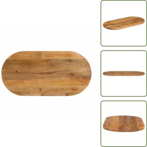 The Living Store Tablero de mesa ovalado madera maciza de mango 120x60x3,8 cm - Madera de mango