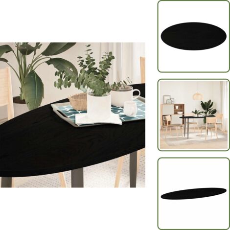 The Living Store Tablero de mesa ovalado madera maciza de roble 140x60x2 cm - Mesa de café