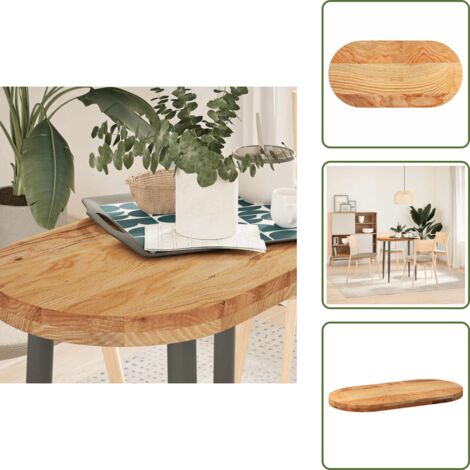 The Living Store Tablero de mesa ovalado madera maciza de roble 80x40x4 cm - Mesa de café