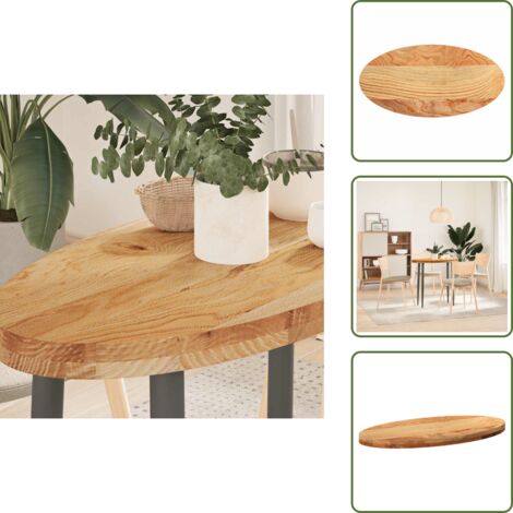 The Living Store Tablero de mesa ovalado madera maciza de roble 80x40x4 cm - Mesa de café