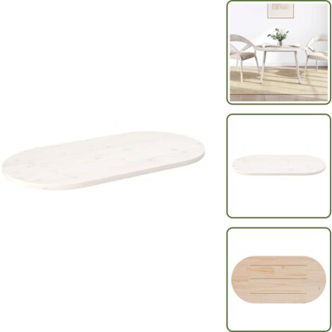 The Living Store Tablero de mesa ovalado madera maciza pino blanco 110x55x2,5 cm - Mesa ovalada