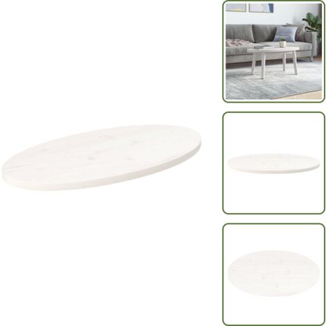 The Living Store Tablero de mesa ovalado madera maciza pino blanco 70x35x2,5 cm - Mesa ovalada