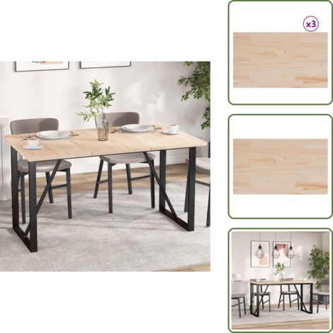 The Living Store Tablero de mesa rectangular 3 uds madera de pino 80x47x2,5 cm - Madera de pino