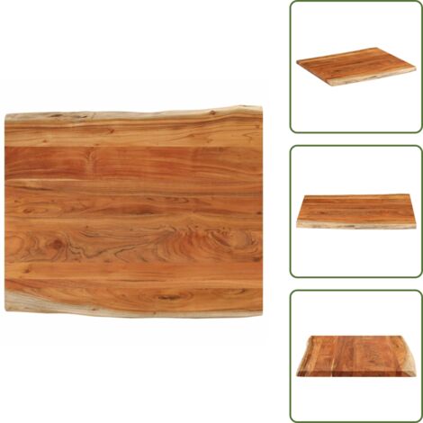 The Living Store Tablero de mesa rectangular borde natural acacia 100x80x3,8 cm - Tablero de mesa