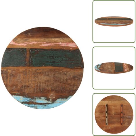 The Living Store Tablero de mesa redonda 70 cm 25-27 mm madera maciza reciclada - Madera reciclada