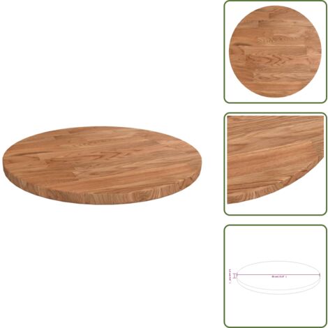 The Living Store Tablero de mesa redonda madera de roble marrón claro Ø30x1,5 cm - Madera de roble