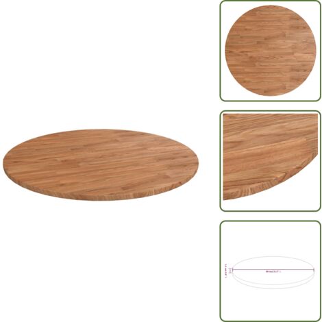 The Living Store Tablero de mesa redonda madera de roble marrón claro Ø80x1,5 cm - Madera de roble
