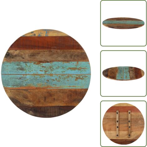 The Living Store Tablero de mesa redonda madera reciclada maciza 60 cm 15-16 mm - Madera reciclada