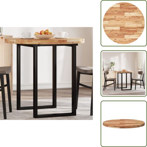 The Living Store Tablero de mesa redondo madera maciza de acacia Ø80x4 cm - Mesa de madera