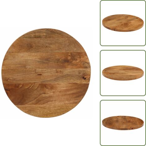 The Living Store Tablero de mesa redondo madera maciza de mango Ø 40x3,8 cm - Madera maciza
